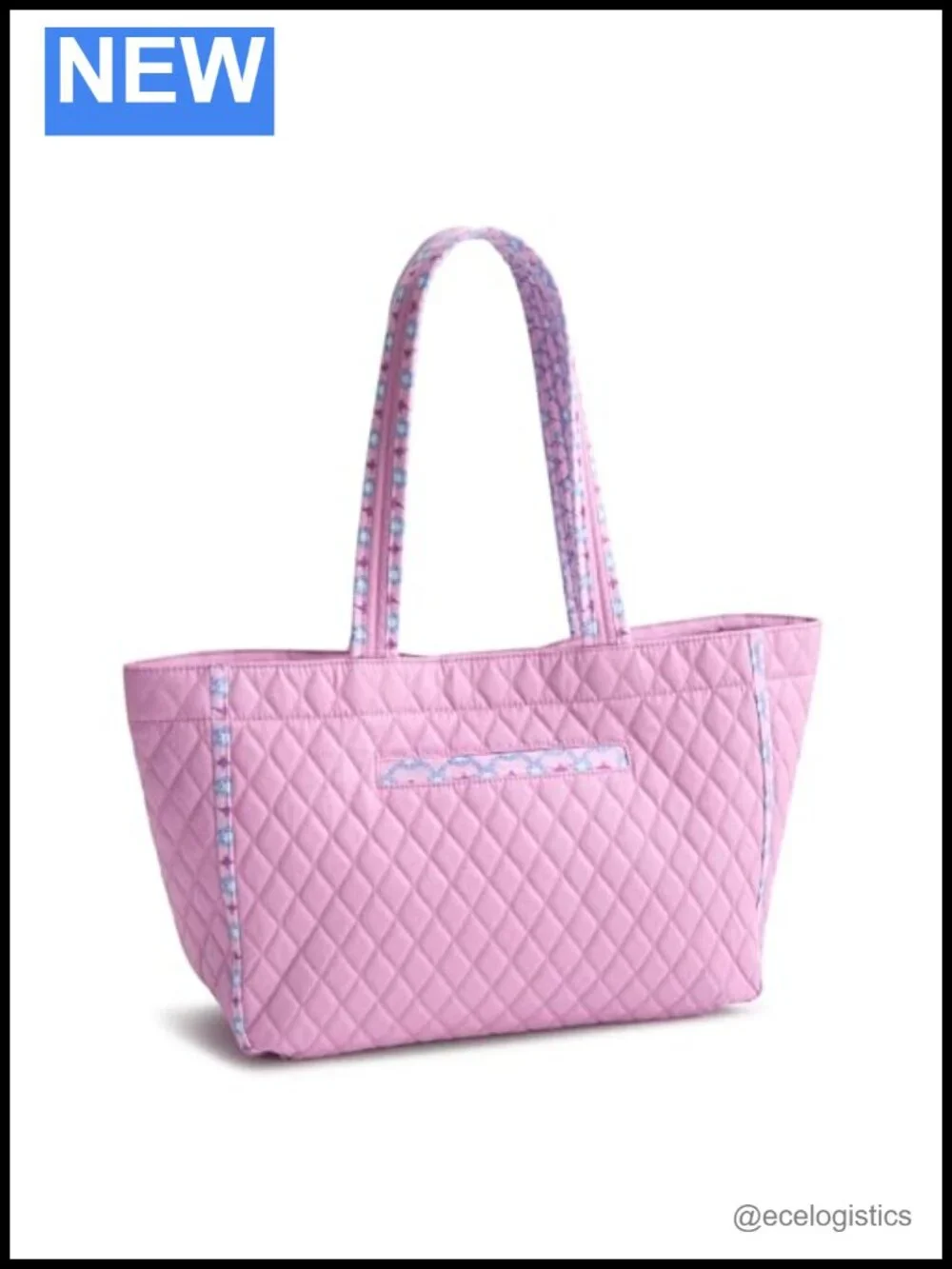 Reversible Quilted Cotton Tote Bag with Pockets